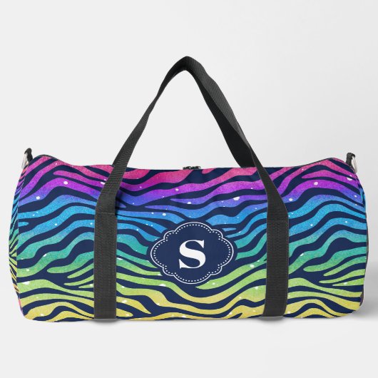 Rainbow Zebra Muster Mit Monogramm Duffle Bag (Vorderseite)