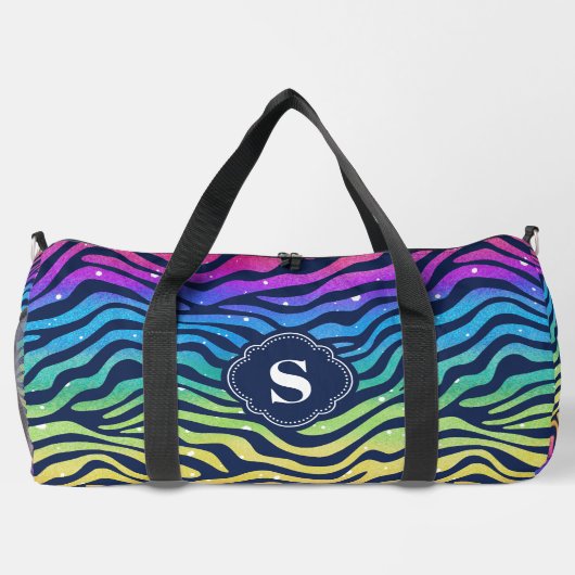 Rainbow Zebra Muster Mit Monogramm Duffle Bag (Rückseite)