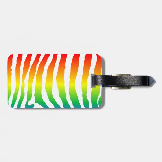 Rainbow Zebra Muster mit Monogramm Gepäckanhänger (Rückseite horizontal)