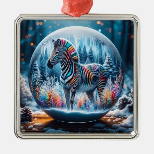 Rainbow Zebra Ornament Aus Metall (Vorne)
