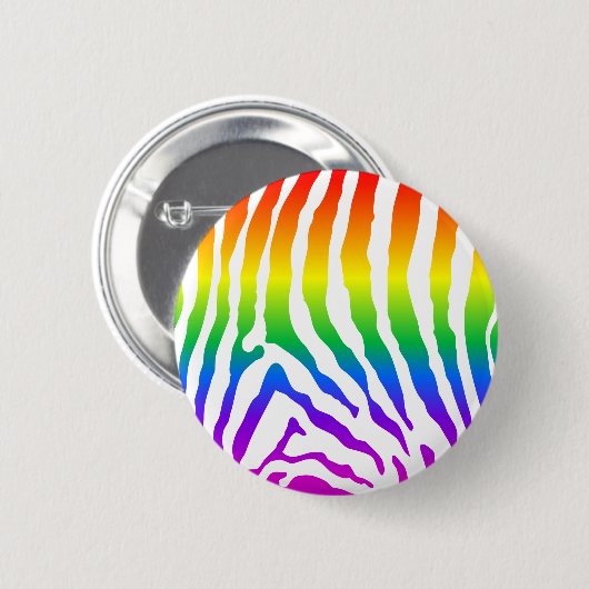 Rainbow Zebra Pattern Button (Vorne & Hinten)