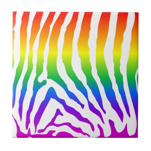 Rainbow Zebra Pattern Fliese (Vorderseite)