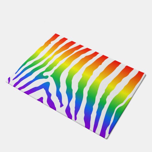 Rainbow Zebra Pattern Fußmatte (Schrägansicht)