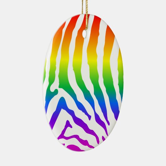 Rainbow Zebra Pattern Keramik Ornament (Rechts)