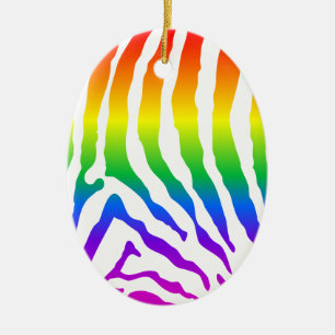 Rainbow Zebra Pattern Keramik Ornament