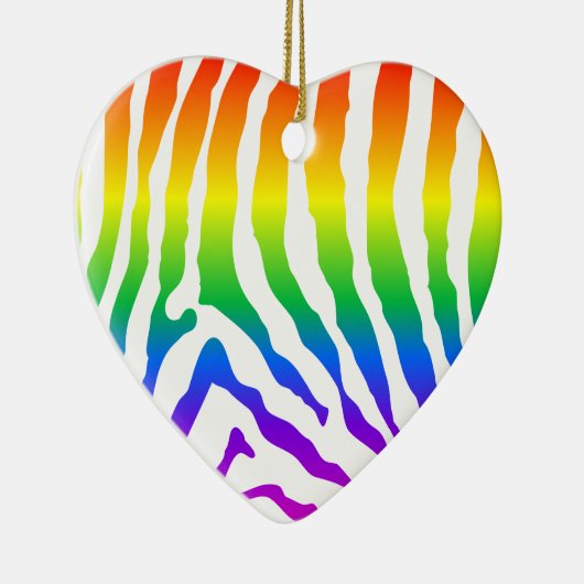 Rainbow Zebra Pattern Keramik Ornament (Rechts)