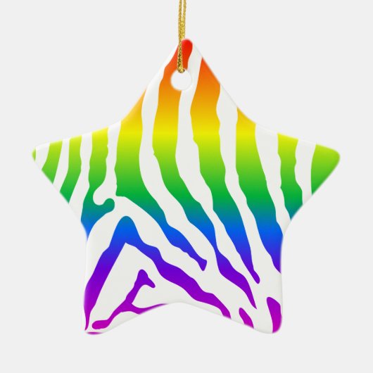 Rainbow Zebra Pattern Keramikornament (Vorne)