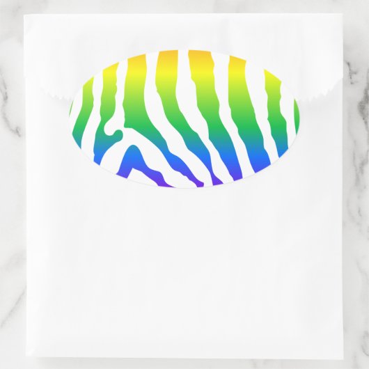 Rainbow Zebra Pattern Ovaler Aufkleber (Tasche)
