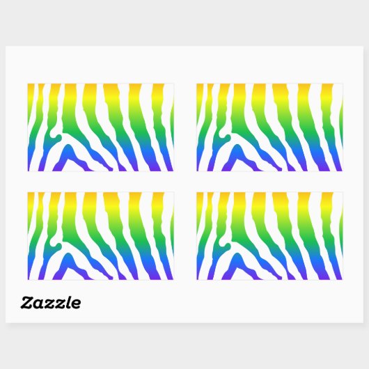 Rainbow Zebra Pattern Rechteckiger Aufkleber (Blatt)