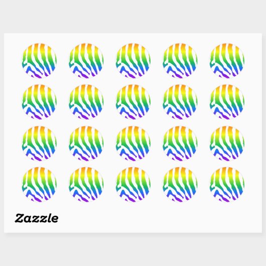 Rainbow Zebra Pattern Runder Aufkleber (Blatt)
