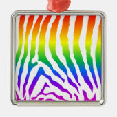 Rainbow Zebra Pattern Silbernes Ornament (Vorne)