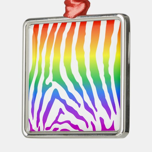 Rainbow Zebra Pattern Silbernes Ornament (Links)