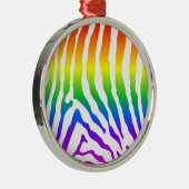 Rainbow Zebra Pattern Silbernes Ornament (Rechts)