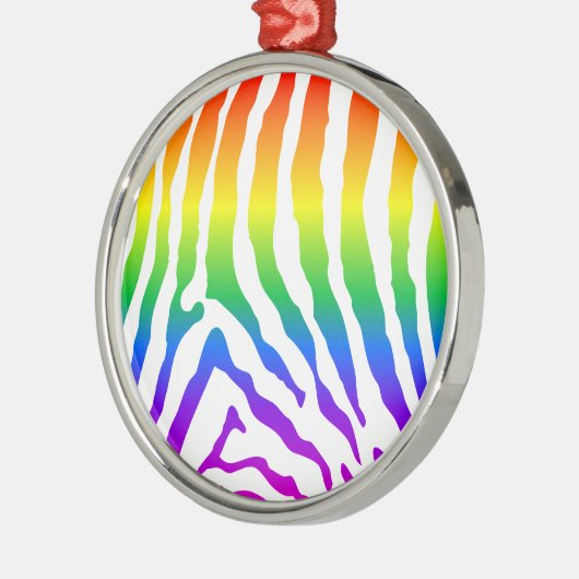 Rainbow Zebra Pattern Silbernes Ornament (Links)