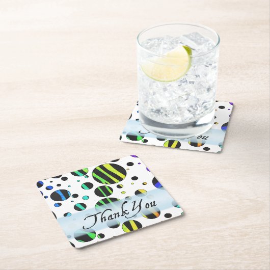 Rainbow Zebra Polka Dot Pattern Vielen Dank Rechteckiger Pappuntersetzer (Vor Ort)