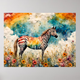 Rainbow Zebra Poster