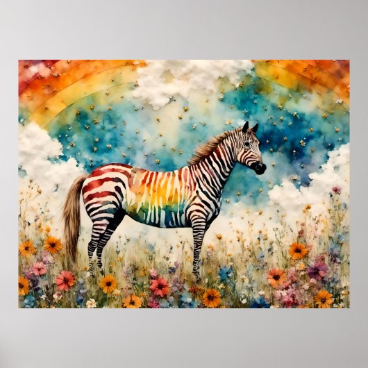 Rainbow Zebra Poster (Vorne)