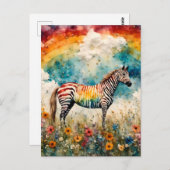 Rainbow Zebra Postkarte (Vorne/Hinten)