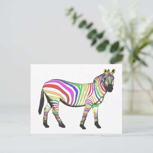 Rainbow Zebra Postkarte (Stehend Vorderseite)