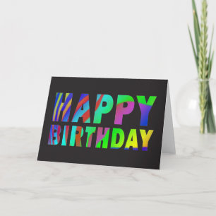 Rainbow Zebra Print Birthday Card Karte