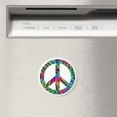 Rainbow Zebra Print Gefärbte Krawatte Peace Sign M Magnet (In Situ (Geschirrspüler))