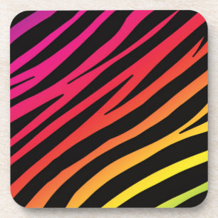 Rainbow zebra print getränkeuntersetzer