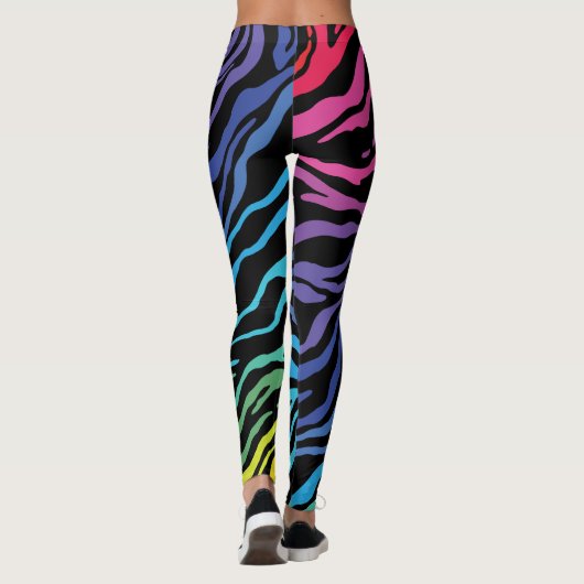Rainbow Zebra Print Leggings (Rückseite)