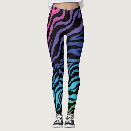Rainbow Zebra Print Leggings (Vorderseite)