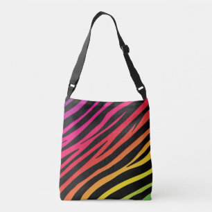 Rainbow zebra print mehrfarbig tragetaschen mit langen trägern