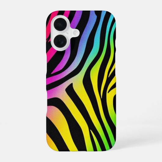 Rainbow Zebra Print Phone Case iPhone 16 Hülle (Rückseite)