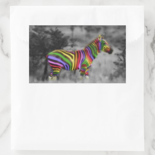 Rainbow Zebra Rechteckiger Aufkleber (Tasche)