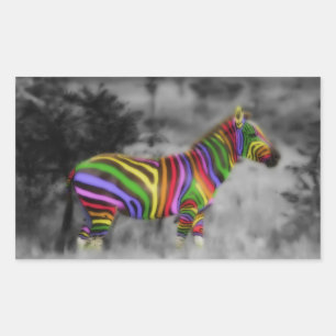 Rainbow Zebra Rechteckiger Aufkleber