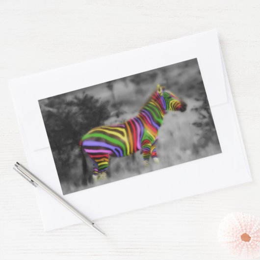Rainbow Zebra Rechteckiger Aufkleber (Umschlag)