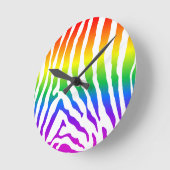 Rainbow Zebra Runde Wanduhr (Winkel)