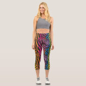 Rainbow Zebra Stipes Capri Leggings (Vorderseite)