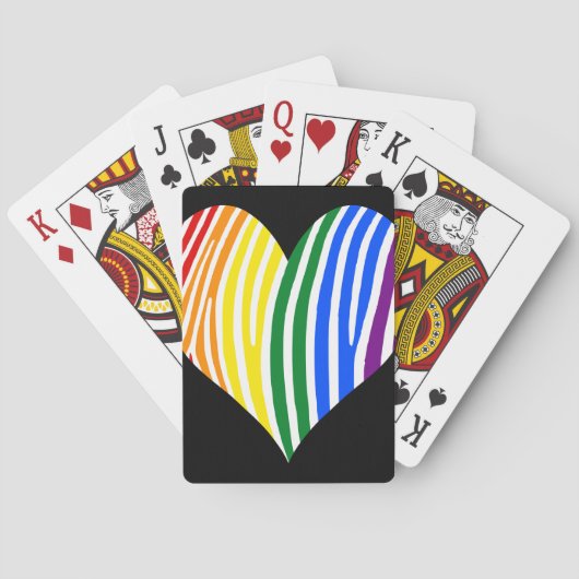 Rainbow Zebra Stripes Herz Spielkarten (Rückseite)