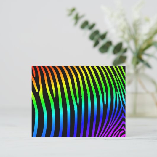 Rainbow Zebra Stripes Postkarte (Stehend Vorderseite)