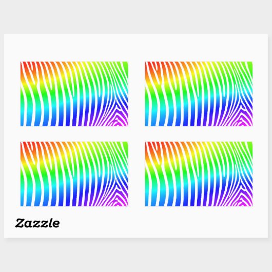 Rainbow Zebra Stripes Rechteckiger Aufkleber (Blatt)