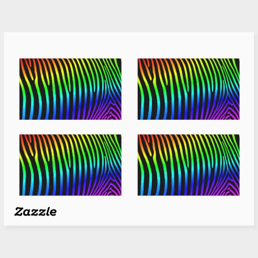 Rainbow Zebra Stripes Rechteckiger Aufkleber (Blatt)
