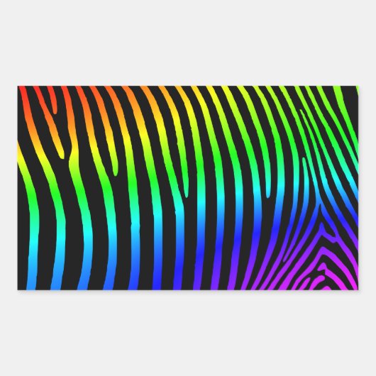 Rainbow Zebra Stripes Rechteckiger Aufkleber (Vorderseite)