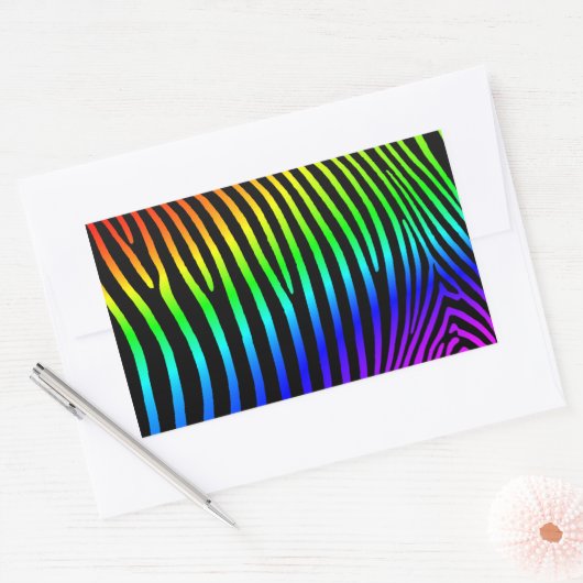 Rainbow Zebra Stripes Rechteckiger Aufkleber (Umschlag)