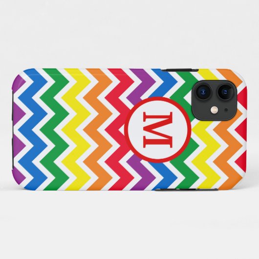 Rainbow Zickzack Initial Case-Mate iPhone Hülle (Rückseite (Horizontal))