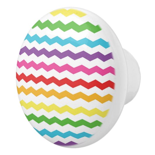 Rainbow Zickzack Muster Farbenfrohe Schubdresser Keramikknauf (Rechts)