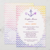 Rainbow Zickzack Nautical Couples Dusche Einladung (Vorne/Hinten)