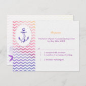Rainbow Zickzack Nautical Wedding RSVP Einladungspostkarte (Vorne/Hinten)