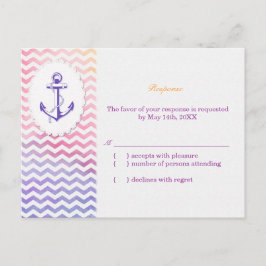 Rainbow Zickzack Nautical Wedding RSVP Einladungspostkarte