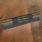 Rainbow Zickzack Pattern individuelle Name Teller Namensplakette (Seite)