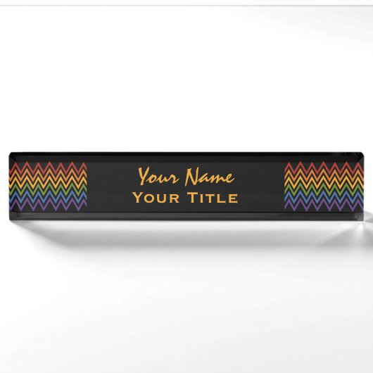 Rainbow Zickzack Pattern individuelle Name Teller Namensplakette (Vorderseite)