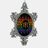 Rainbow Zickzack Pattern Sonderschmuck Schneeflocken Zinn-Ornament (Links)