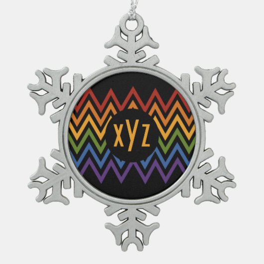 Rainbow Zickzack Pattern Sonderschmuck Schneeflocken Zinn-Ornament (Vorderseite)